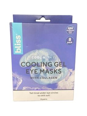 Bliss Cool With It Cooling Gel Under Eye Mask Collagen Box of 8 Pairs NIB
